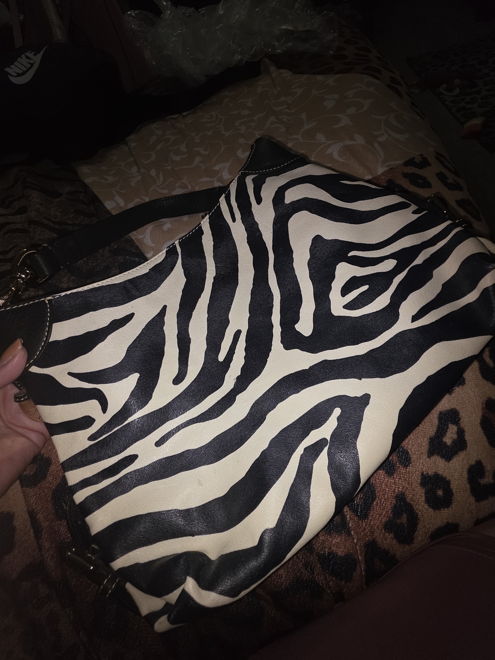 Dooney & Bourke Black & White Zebra Hobo Bag - Picture 2 of 7